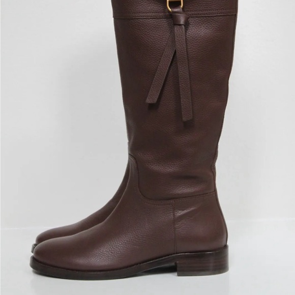 Tory Burch Chelsea Tassel Riding Boots 6 Brown Benton - Picture 3 of 6